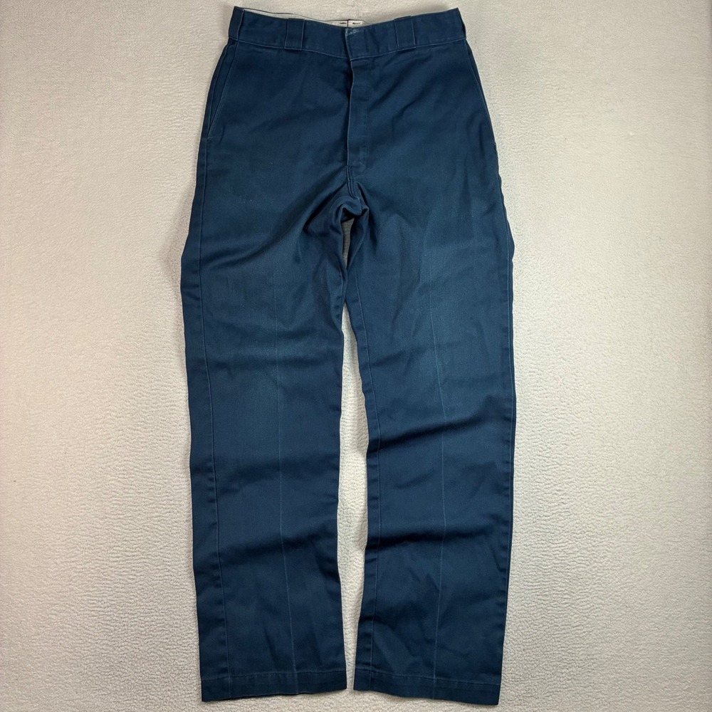 Vintage Dickies 874 Work Pants Men 33x34 Blue Faded Chino Skater Made USA 80s